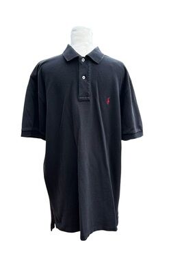 Polo Ralph Lauren Polo Shirt Large Black Red Pony 100% Cotton Casual Golf